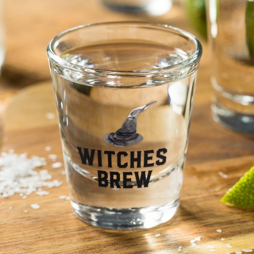 Witches Brew  Happy Halloween  Witches Hat Shot Glass