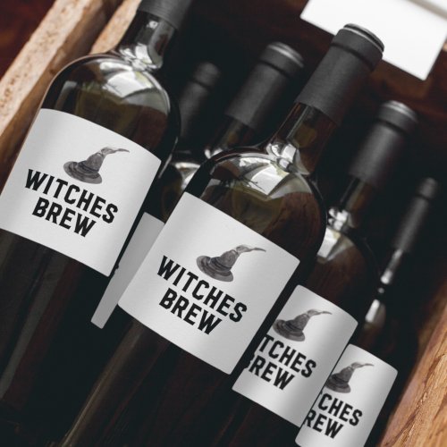 Witches Brew  Happy Halloween  Witches Hat Wine Label