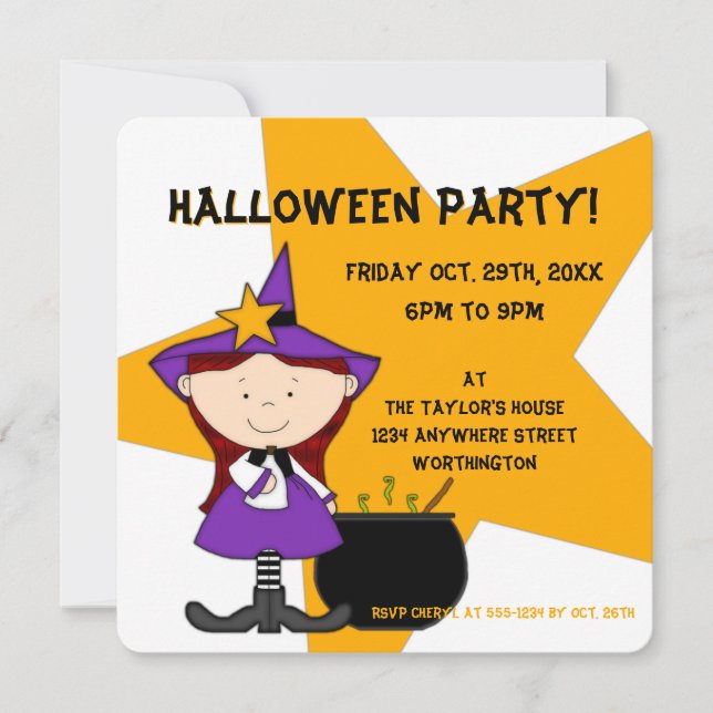 Witches Brew Kid's Halloween Party Invitation 2 (Front)