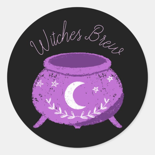 Witches Brew pastel witch Classic Round Sticker (Front)