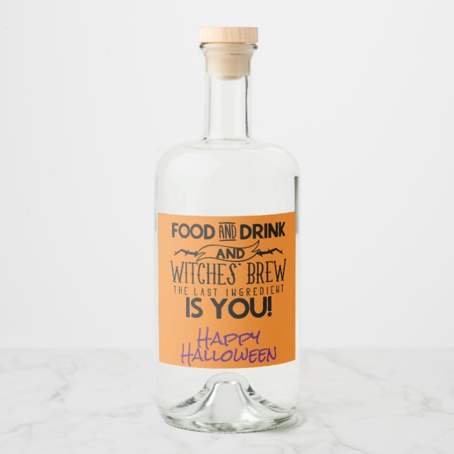 Witches Brew Quote  Halloween Party Liquor Bottle Label (Front)