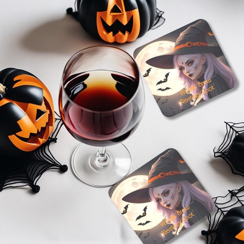 Witches Brew Resting Spot Square Paper Coaster
