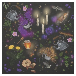 Witches Brew Tea and Cottagecore Pattern Fabric