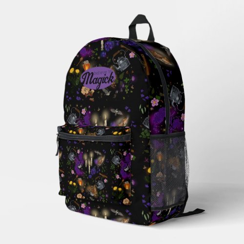 Witches Brew Tea and Cottagecore Pattern Printed Backpack