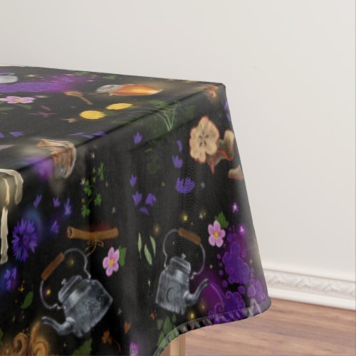 Witches Brew Tea and Cottagecore Pattern Tablecloth