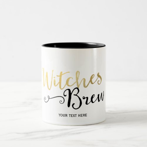 WITCHES BREW Typography Halloween Festive Two_Tone Coffee Mug