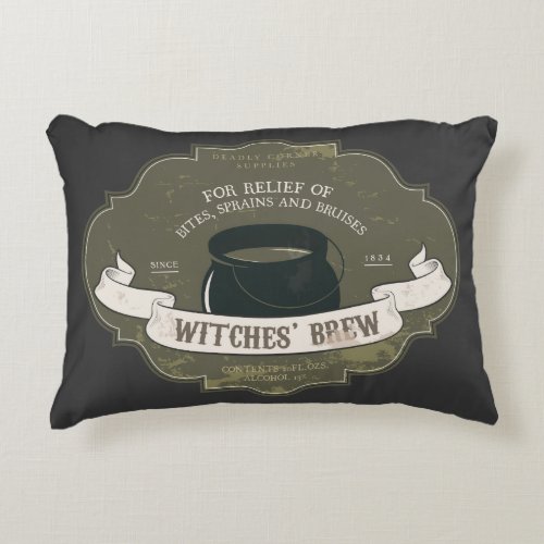 Witches Brew Vintage Halloween Label Decorative Pillow