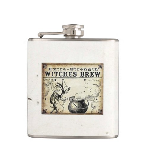 Witches Brew Vintage Style Drink Label Flask