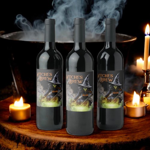 Witches Brew Wicked Witch Halloween Party Wine Label