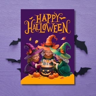 Witches Brewing A Potion Happy Halloween