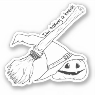 Witches Broom Halloween Sticker