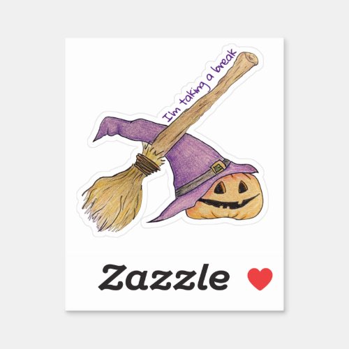 Witches Broom Halloween Sticker
