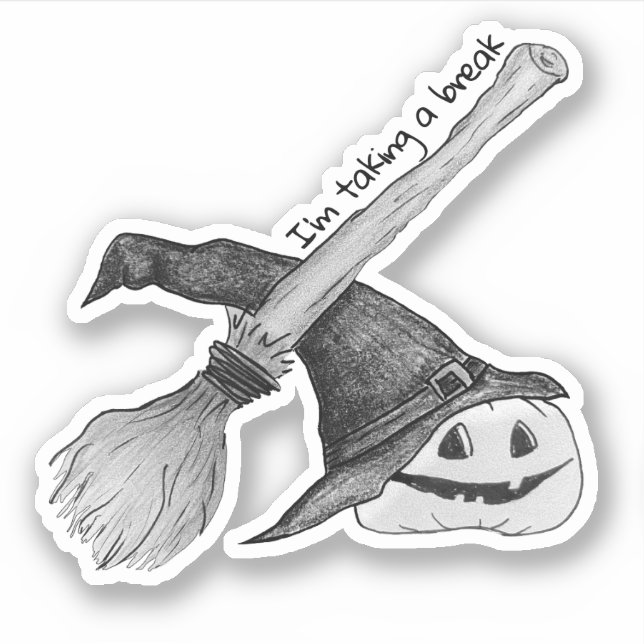 Witches Broom Halloween Sticker (Front)