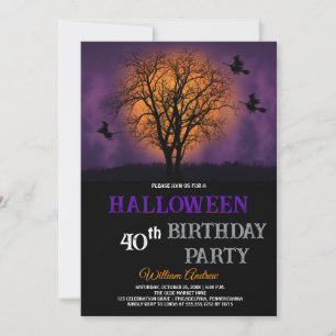 witches by the glowing moon Halloween Invitation