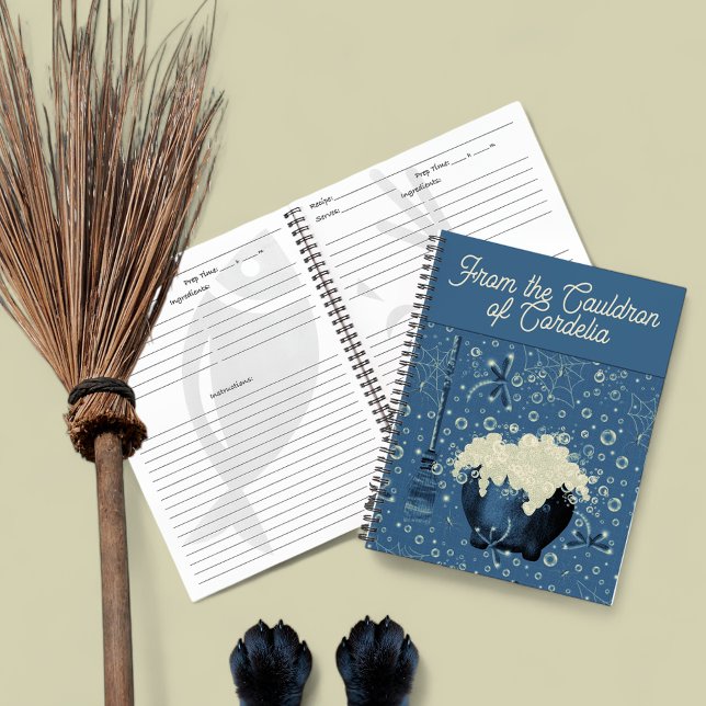 Witches Caldron Blue Recipe Notebook (Witch cauldron recipe journal )