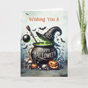 Witches Caldron Happy Halloween Holiday Card