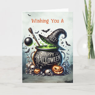 Witches Caldron Happy Halloween Holiday Card