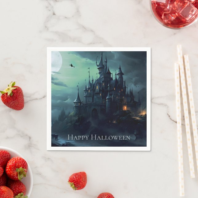 Witches Castle Halloween Napkins (Insitu)