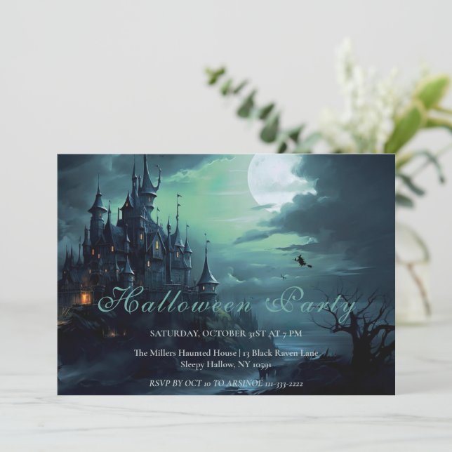Witches Castle Halloween Party Invitation (Standing Front)