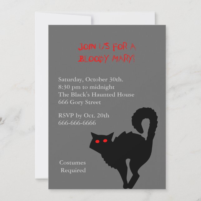 Witches Cat Halloween Costume Party Invite (Front)