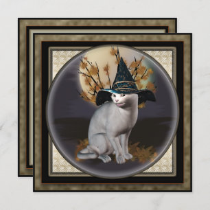 Witches Cat Halloween Party Square Invitation