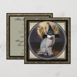 Witches Cat Halloween Party Square Invitation