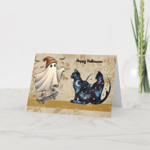 Witches Cats Discover a Fake Ghost Thank You Card