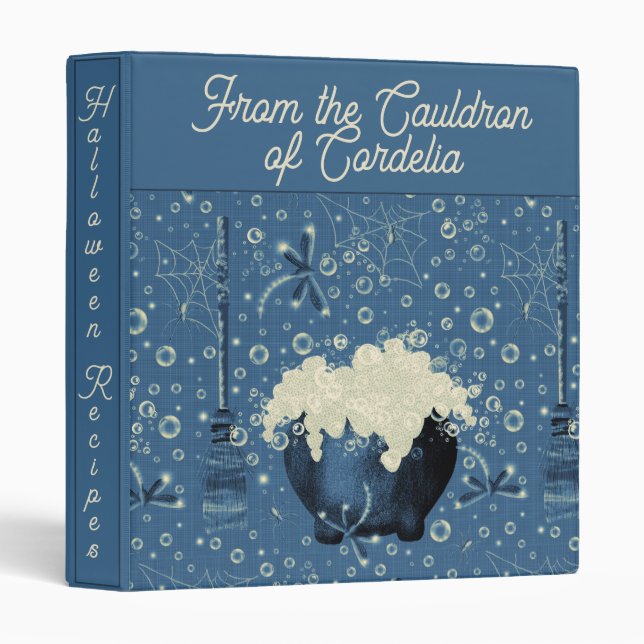 Witches Cauldron Blue Recipe  3 Ring Binder (Front/Spine)