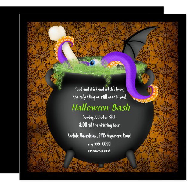 Witches Cauldron Halloween Party Invitation