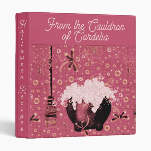 Witches Cauldron Pink Recipe  3 Ring Binder