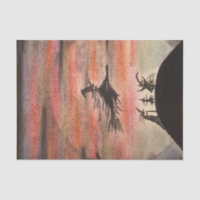 Witches Celebrate a Full Moon During Halloween Tissue Paper (Front)