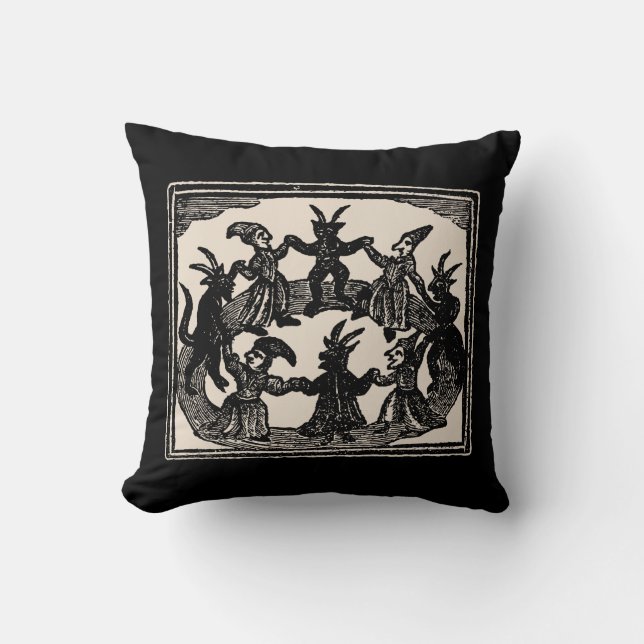 Witches Circle Dance Throw Pillow (Front)
