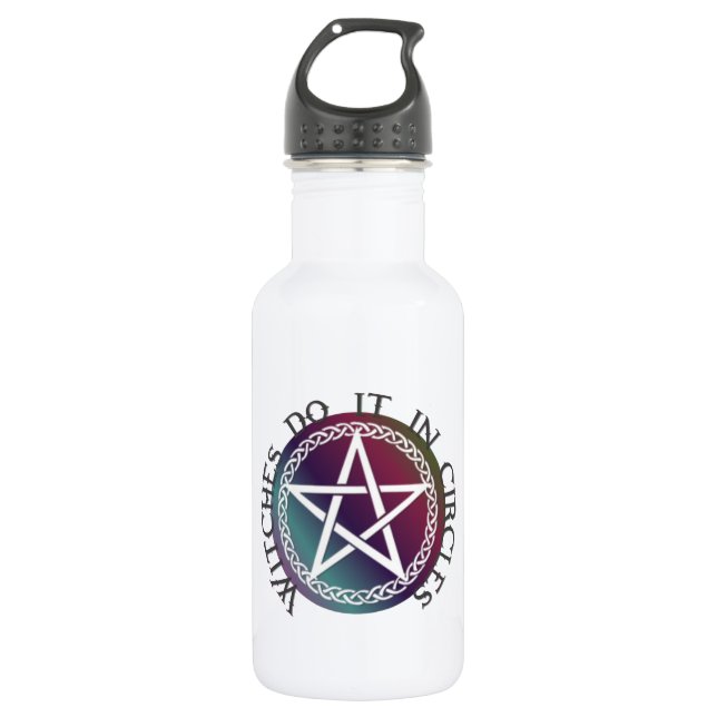 "Witches do it in circles" cute Pagan design Water Bottle (Front)