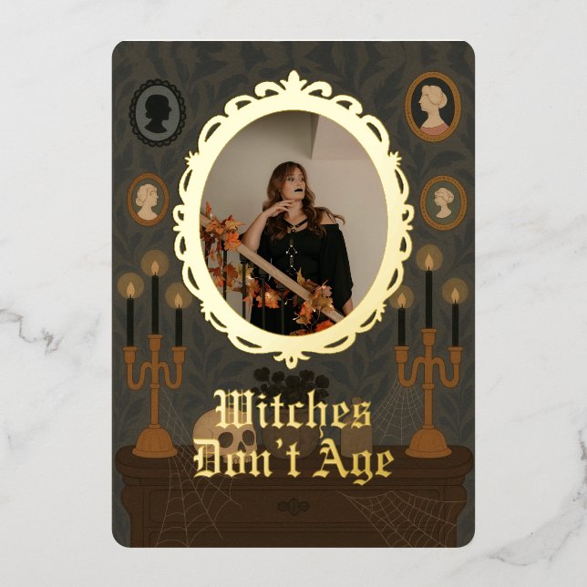 Witches dont age customized photo birthday card (Front)
