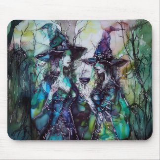 Witches Drinking Wine Whimsical Musings #1 Mouse Pad