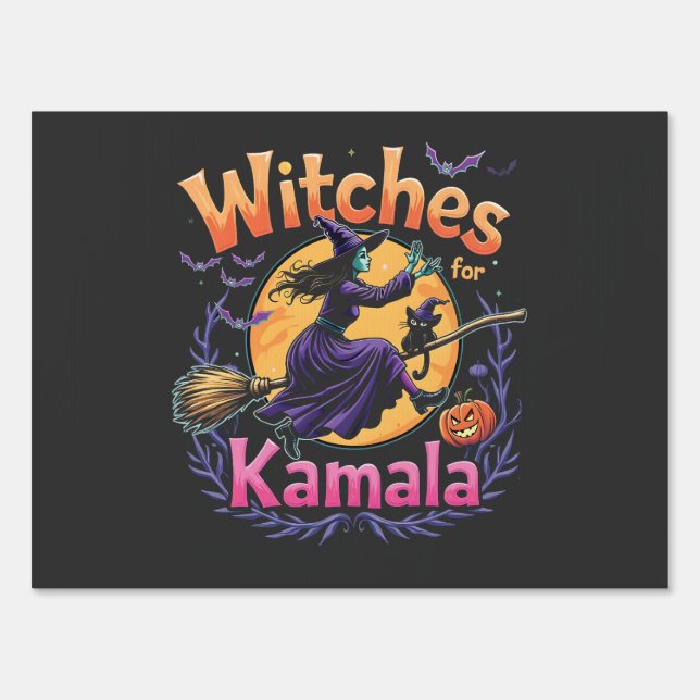 Witches For Kamala Childless Cat Lady Halloween Sign (Front)