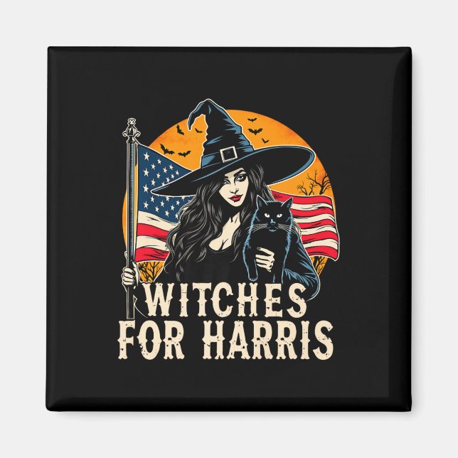 Witches For Kamala Harris Halloween Political Elec Magnet (Front)