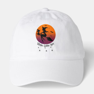 Witches Gather Here  Spiders Halloween Sunset  Hat