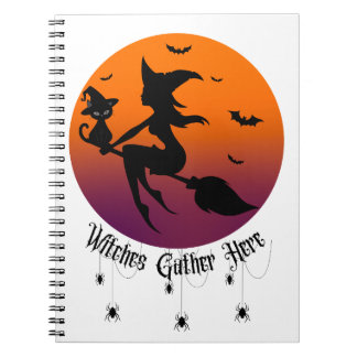 Witches Gather Here  Spiders Halloween Sunset  Notebook