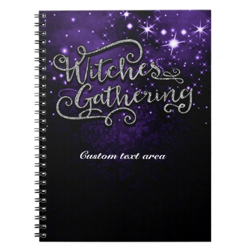 Witches Gathering Purple  Black Damask Halloween Notebook