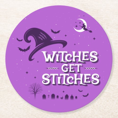 Witches Get Stitches Paper Coasters