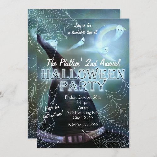 Witches Ghostly Night Halloween Party Invitations