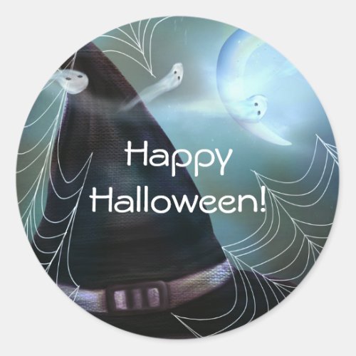 Witches Ghostly Night Happy Halloween Party Favor Classic Round Sticker