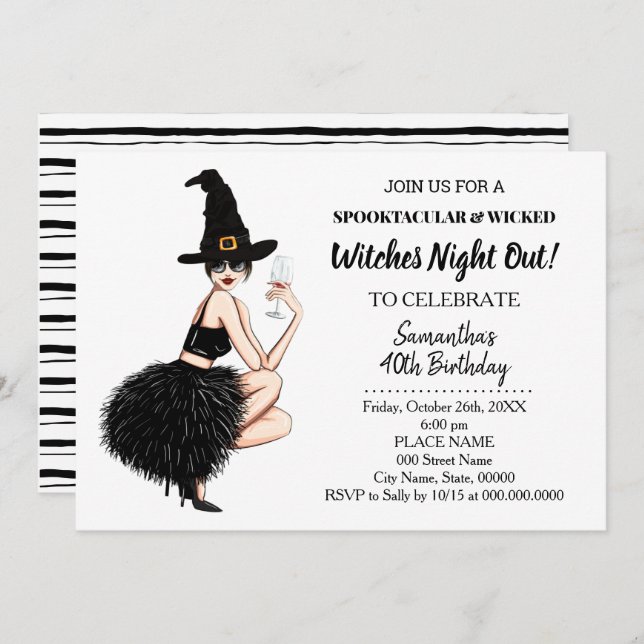 Witches girls night out halloween Birthday party Invitation (Front/Back)