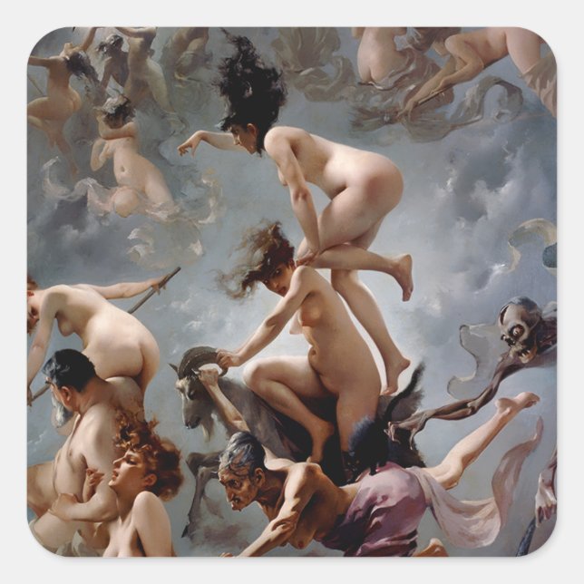 Witches Going to The Sabbath - Luis Ricardo Falero Square Sticker (Front)