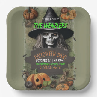 Witches Halloween Bash Costume Party  Paper Plates