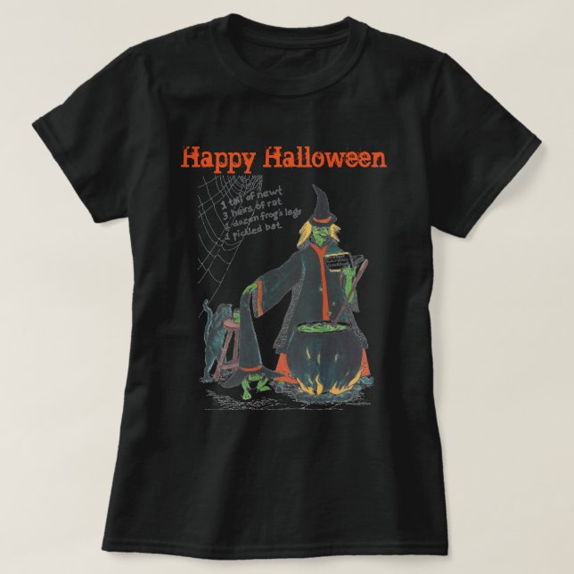 Witches Halloween Brew Scary Designed T-Shirt (Design Front)