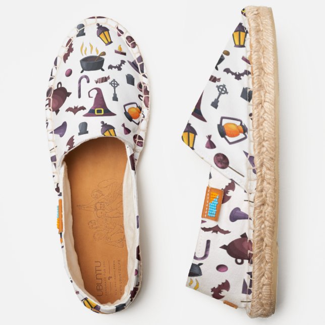 Witches Halloween Gothic Bat pattern Espadrilles (Side)