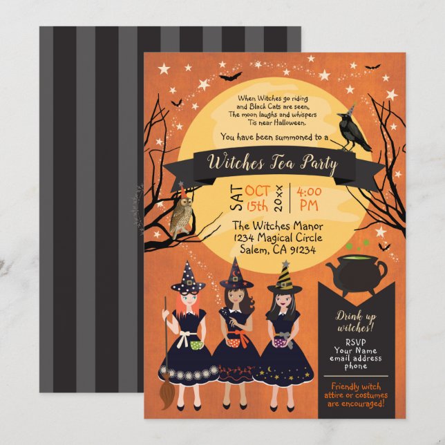 Witches Halloween Party Invitation (Front/Back)