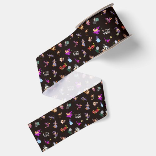 Witches Halloween Pattern Grosgrain Ribbon